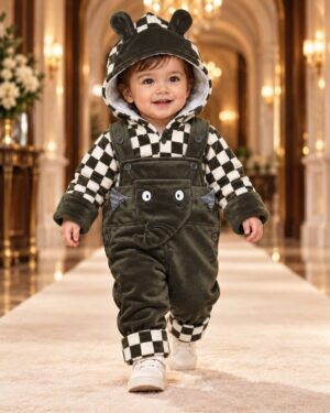 Checkerboard - green Checkerboard Elephant Duffle Romper Set
