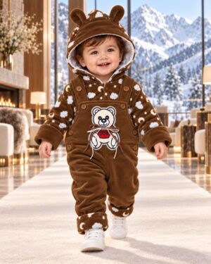 moon & cloud teddy - brown Moon & Clouds Teddy Duffle Romper