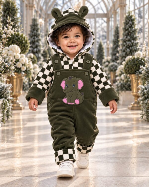 Checkerboard - green Checkerboard Elephant Patch Duffle Romper