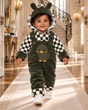 Checkerboard - green Checkerboard Baby Bird Duffle Romper