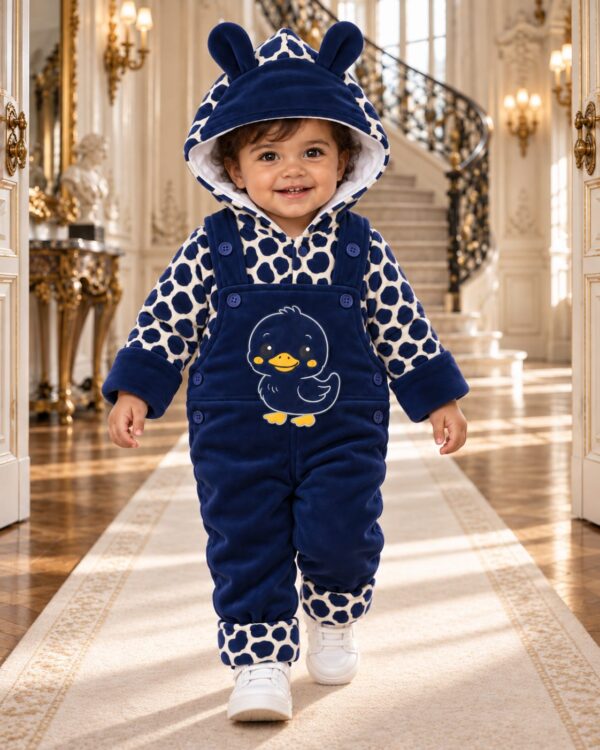pebble - navy Pebble Print Baby Bird Duffle Romper