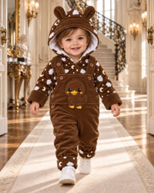 moon & cloud - brown Moon & Clouds Baby Bird Duffle Romper