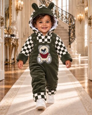 Checkerboard - green Checkerboard Teddy Duffle Romper