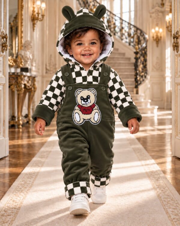 Checkerboard - green Checkerboard Teddy Duffle Romper