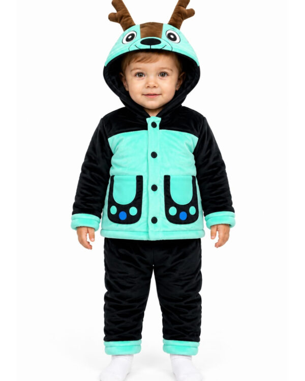 Deer Co-ord Sets - black Deer Character Velour Winter Set
