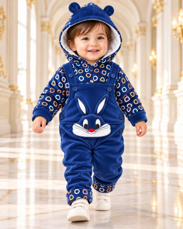Rabbit Romper β Royal Blue β model Royal Blue rabbit duffle romper model view